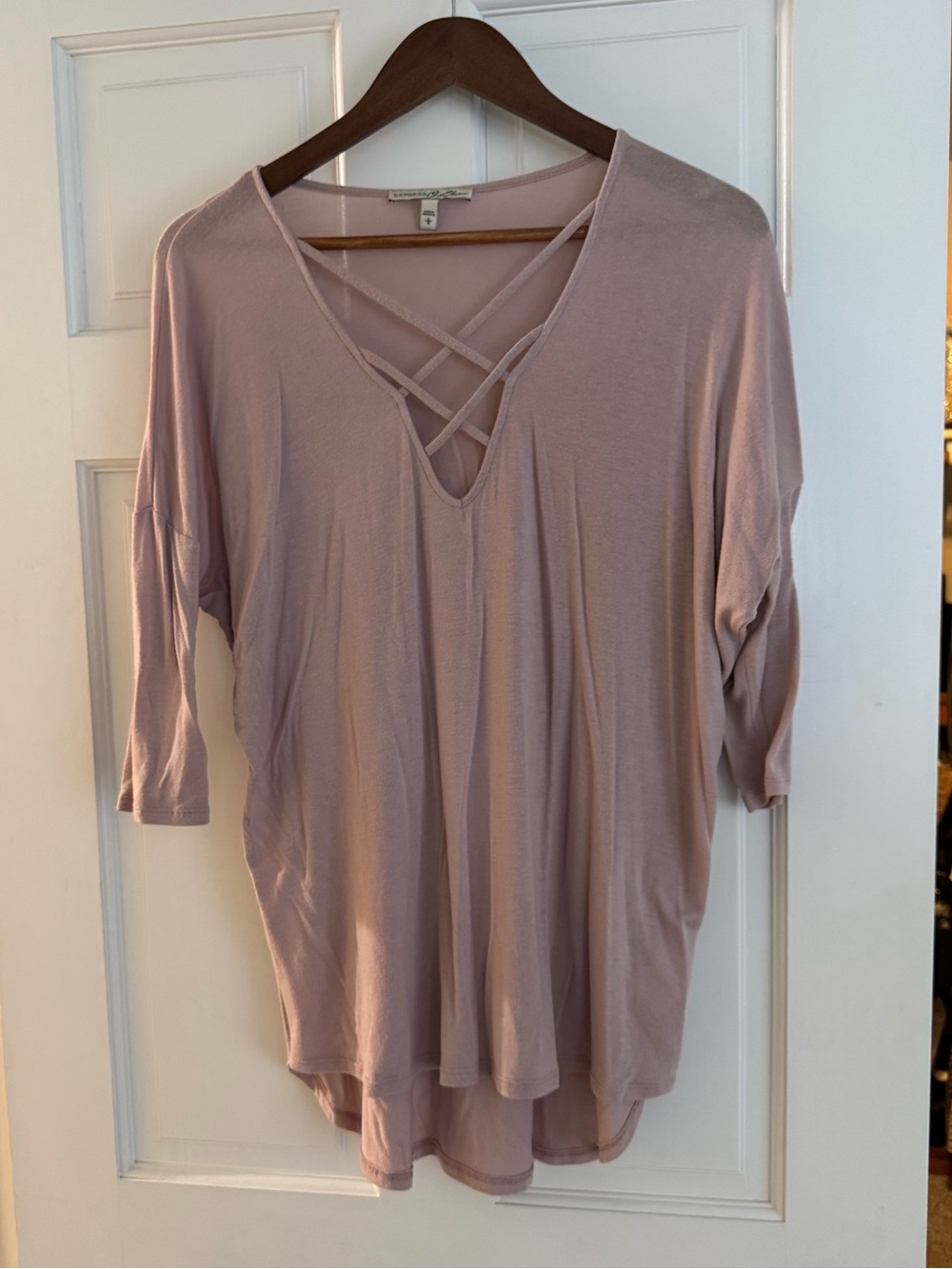 Express Mauve Crisscross V-Neck Dolman Top